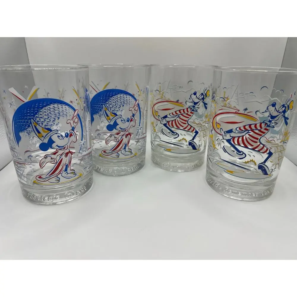 Vintage 1996 Disney WDW 25th Anniversary Mickey Goofy McDonald's Glasses Lot 4